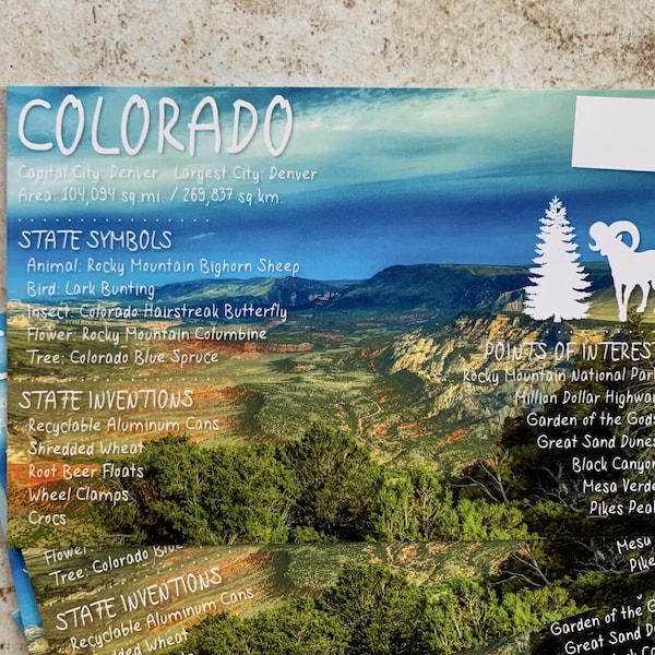 Colorado USA State Postcard