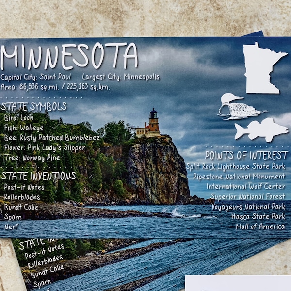 Minnesota USA State Postcard