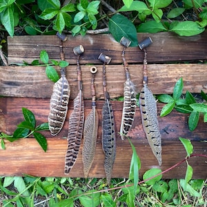 Dread bead with feather- dreadlocks jewellery- dread accessories - long feather- striped - brown- pheasant feather