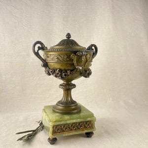 Antique French Napoleon III Gilt Régule Vase – Algerian Onyx Base Urn