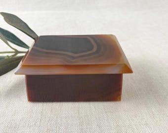 Scatola portagioie in agata – piccolo contenitore decorativo in agata fasciata