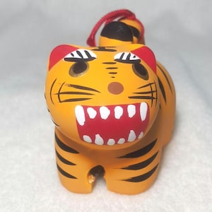 Japanese Ceramic Tiger Dorei Bell: Handmade Lucky Charm Ornament