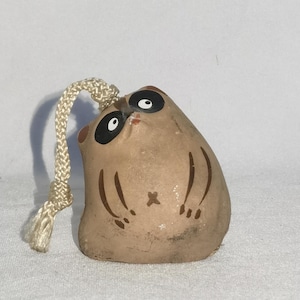 Vintage Japanese Tanuki Bell – Lucky Charm Figurine | Gift for Her, Wabi-Sabi Animal Decor