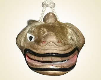 Antique Japanese Ceramic Dorei Bell | Oni / Majin Demon Head