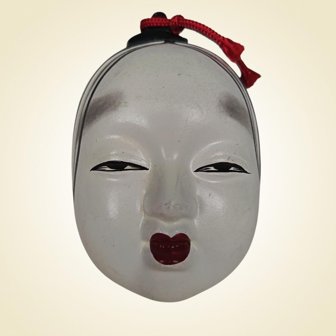 Japanese Dorei Bell Clay Bell Noh Mask Ko-omote 7cm Handpainted Clay ...