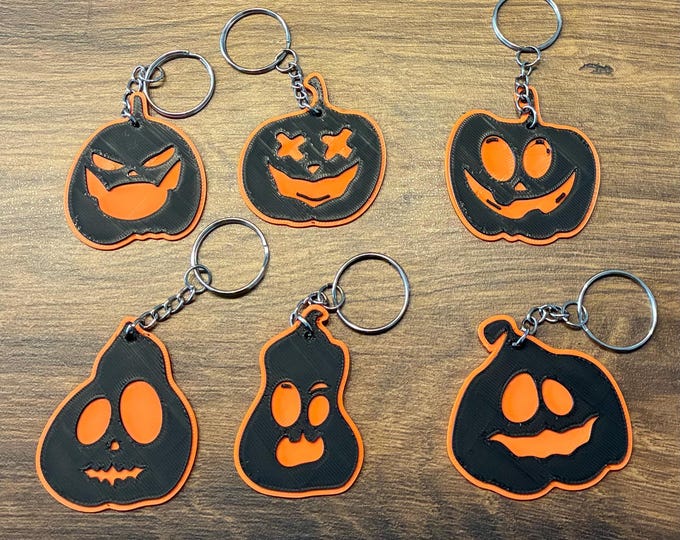 Pumpkin Keychain 3D Print – With Different Faces – Halloween Gift and Backpack Pendant for Party & Kids