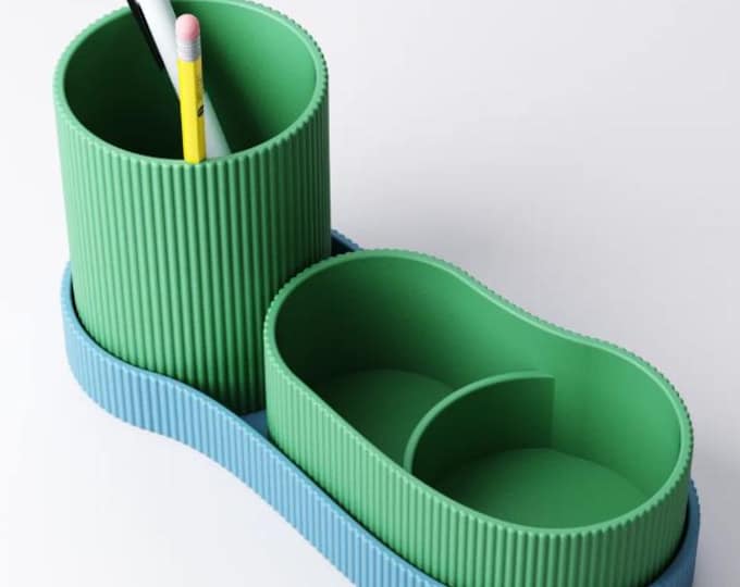 3D-printed desk organizer – Modern pencil holder set made of PLA | Office accessories, minimalist design, sustainable & stylish
