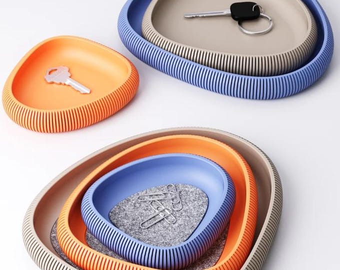 3D printed asymmetrical bowl set | Modern storage set | Decorative organizer for keys, jewelry & office or as a gift set