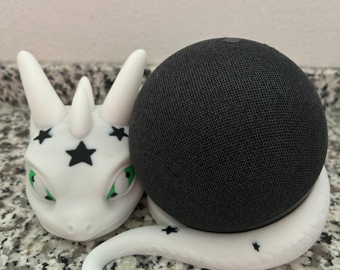 Personalized 3D printed dragon with stars – holder for Amazon Echo Dot 5 in individual colors
