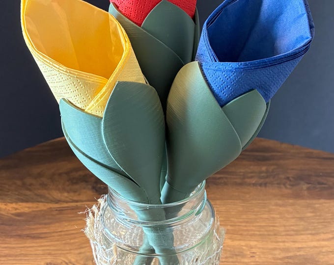 Tulip napkin holder 3D printed – table decoration vase wedding spring – reusable & decorative – handmade by DruckNest