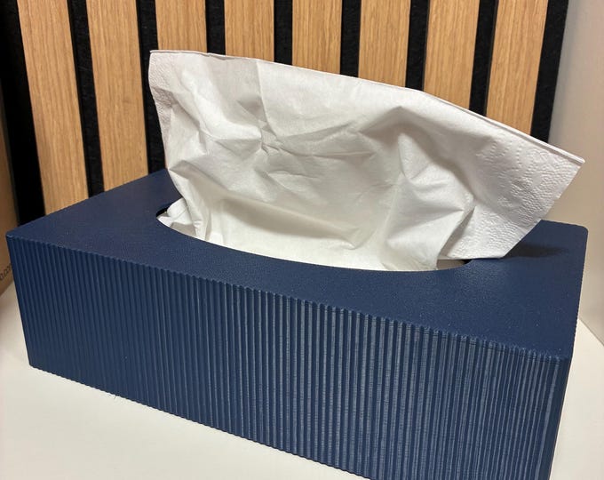 3D printed tissue box cover with grooved pattern | Modern design | Facial tissue box cover | Tissue box cover bathroom decor