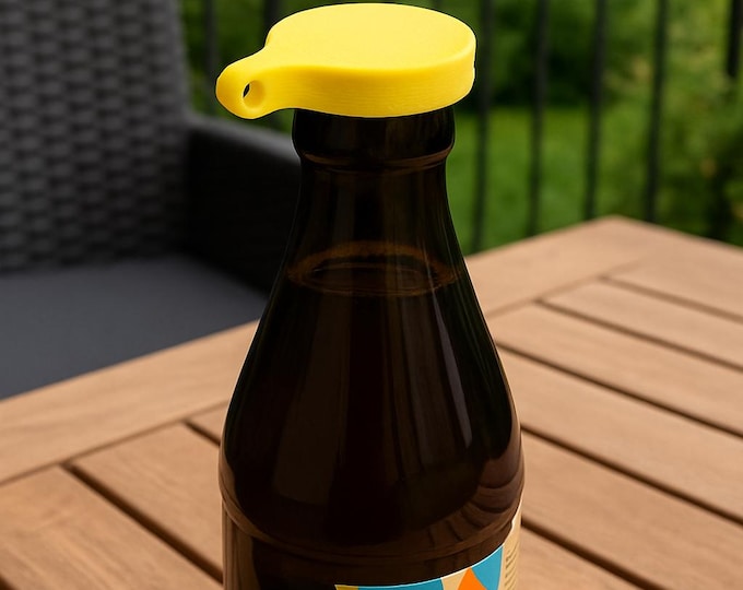 3D-printed bottle cap – replacement for crown caps, insect protection, fits standard beverage bottles, reusable