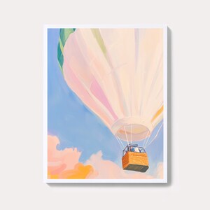 Pastel Air Balloon Print: Dreamy Sky Watercolor Wall Art (Digital Download)