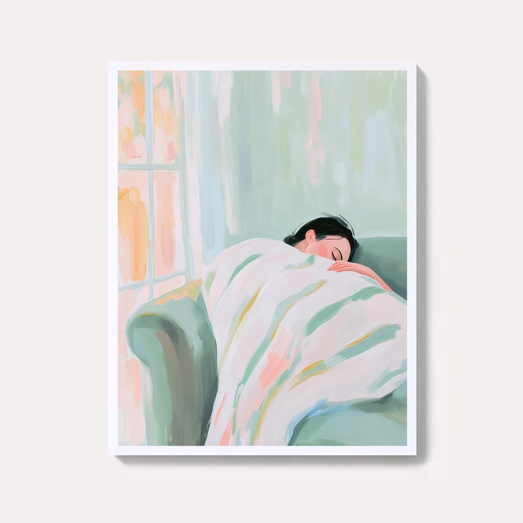 Emerald Green Woman Art Print: Minimalist Living Room Decor (digital ...
