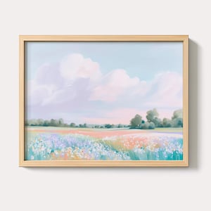 Vintage Blumen Aquarell Gemälde | Extra Großer Wand Kunst Druck | Übergroße Wandteppich Leinwand | Floral Pastell Wohnzimmer Digitaler Download