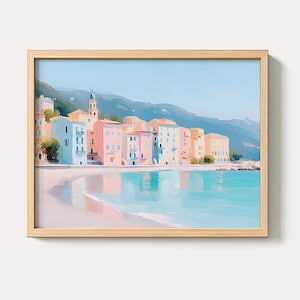 Pastel Italian Riviera Print: Colorful Coastal Town Art (Digital Download