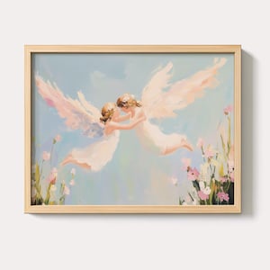 Victorian Angel Painting: Pastel Nursery Wall Art (Digital Download)