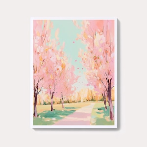 Cherry Blossom Garden Print: Serene Spring Landscape (Digital Download)
