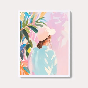 Jungle Frau Silhouette Gemälde | Tropischer Regenwald Wall Art Print | Mystische Natur druckbare digitale Download