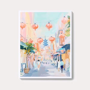 Tokyo Cityscape Painting | Pastel Japan Travel Wall Art Print | Watercolor Wedding Gift Printable | Tokyo Birthday Present Digital Download