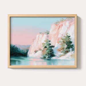 Pastel Mountain Landscape Print: Vintage Scenic Wall Art (Digital Download