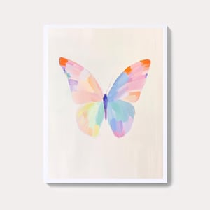 Pastel Butterfly Painting | Colorful Insect Wall Art Print | Tween Girl&#39;s Room Bug Watercolor Printable | Girly Nature Digital Download