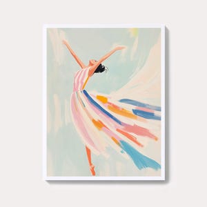Dance of Joy Painting | Black & White Abstract Figure Wall Art Print | Minimalist Modern Decor Printable Digital Download