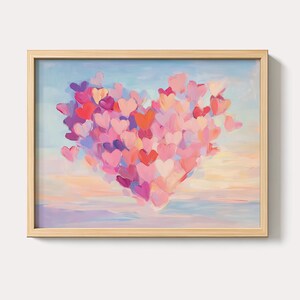 Pink Valentine&#39;s Heart Art Print: Romantic Red Painting (Digital Download)