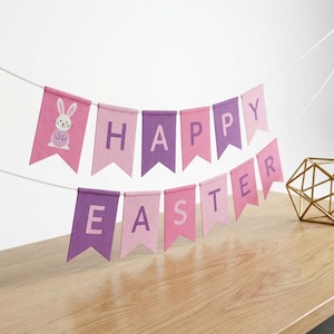 Happy Easter Party Triangle Flags | Banner Bunting Decoration