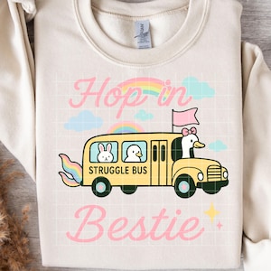 Struggle Bus Hop In Bestie PNG SVG, Funny Goose Viral Png, Mental Health Png, Funny Anxiety Girly Png, Cute Coquette Goose svg