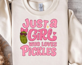 Coquette Just a Girl Who Loves Pickles PNG SVG, Pink Bow Pickle Design, Pickle Lover Svg, Foodie Humor Clipart, Pickle Png, Digital Download