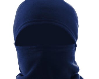 Unisex Navy Blue Winter Balaclava Fleece, Thermal Face Neck Warmer