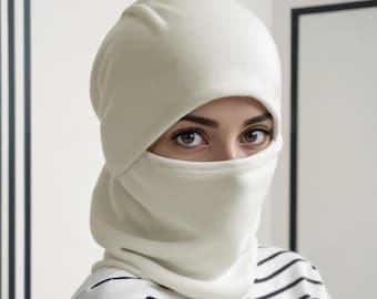 Unisex Ecru Winter Balaclava Fleece, Thermo-Gesicht Halswärmer