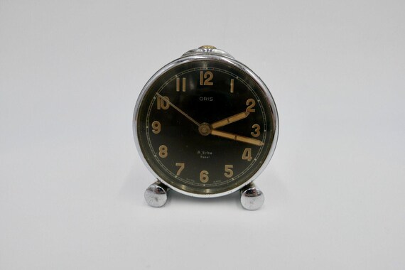 Small ORIS mechanical alarm clock, 1940s, R. ERBE Basel