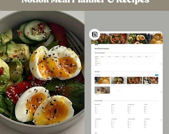 Notion Meal Planner Template: Weekly Food & Recipe Organizer (Digital Download