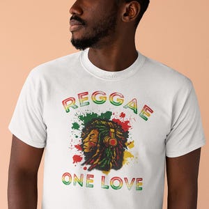 Rasta One Love T-Shirt, Reggae Lion Tee with Headphones, Jamaican Roots Music Shirt, Rastafarian Pride Gift