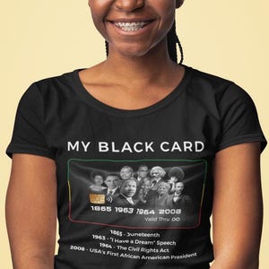 黒人歴史月間Tシャツ、マイ・ブラック・カードTシャツ、メラニンユニセックスシャツ、アフリカ系アメリカ人服、多様性の強さトップ