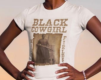 Vintage Mary Fields Tee, Schwarzes Cowgirl Pionier T-Shirt
