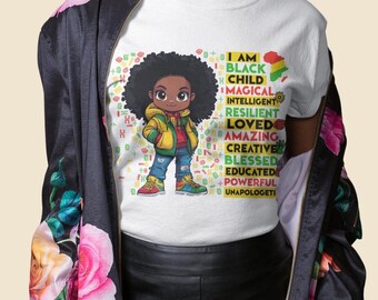 Afro Girl Black History Month Tee, African American Pride Cotton T-Shirt