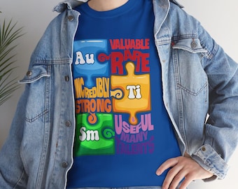 Camiseta unisex de algodón para concienciar sobre el autismo y apoyar la neurodiversidad.