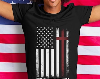 Gud välsigne Amerika T-shirt: Patriotisk USA-flagga 4 juli T-shirt
