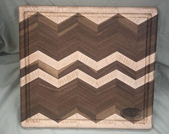 Tabla de cortar de madera dura con diseño de espiga 3D