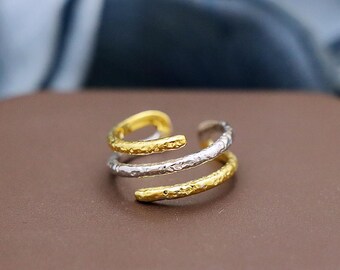 Anillo Hawaiano De Plata 925 Con ópalos - Diseño Olas Oceánicas De 15mm, Rodio, Tamaño Seleccionable, Sin Marca