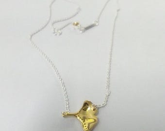 Collar Pandora con colgante de hoja de ginkgo de 45 cm en oro y plata de ley 925, circonitas cúbicas transparentes de 45 mm.