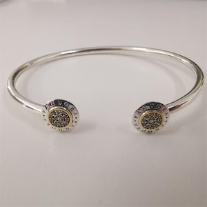 pandora s925 silver cz signature cuff bangle