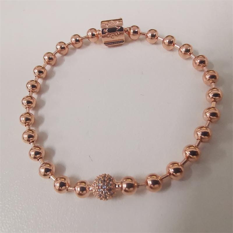 Okinawa Prefecture Pandora Rose Gold Beads And Pave Bracelet NEW