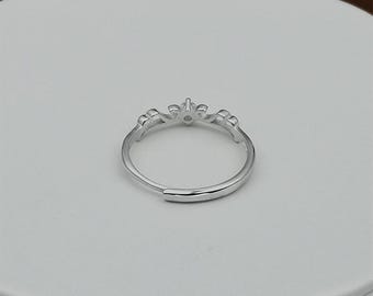 S925 sterlingzilveren ring met engelenvleugels, opengewerkte ring in bosstijl.