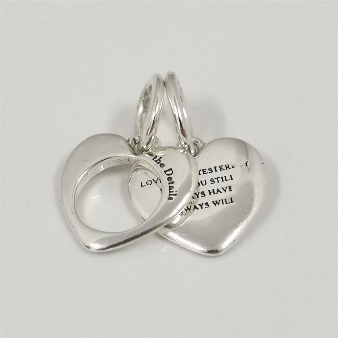 Pandora Engravable Heart Magnifying Glass Double Dangle Charm