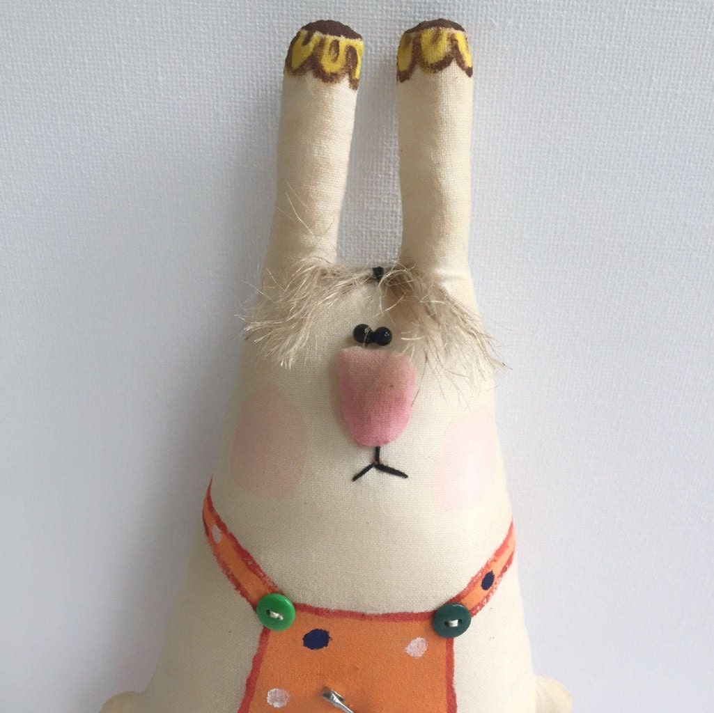 Bunny Rabbit Stuffed Animal, Cloth Animal, Soft Sculpture , Rag Doll - Etsy