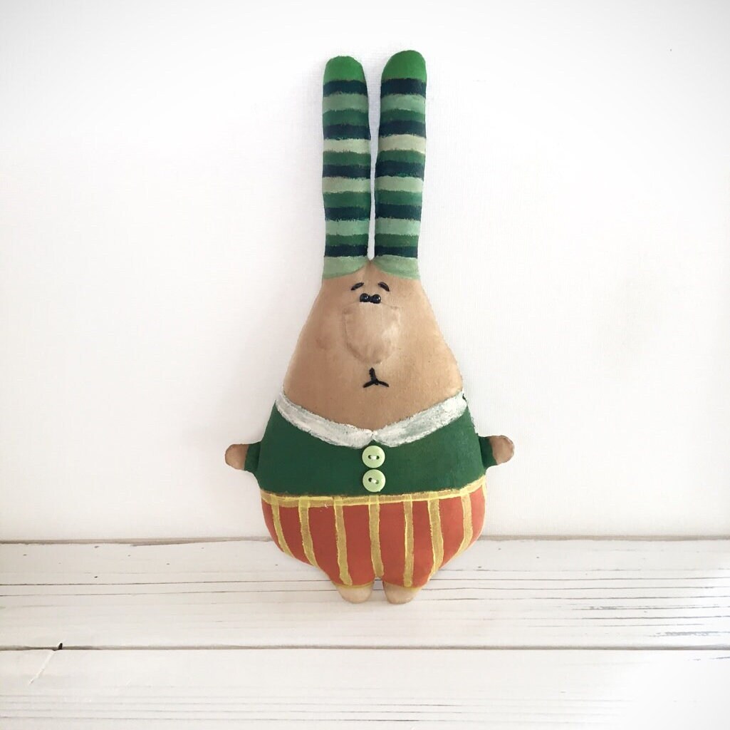 Bunny Rabbit Stuffed Animal, Cloth Animal, Soft Sculpture , Rag Doll - Etsy